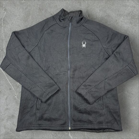 Spyder Men's Full Zip Fleece Lined Black Collared Jacket - Large - Picture 1 of 8